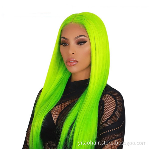 Glueless Cosplay Cheap Synthetic Wigs Light French colorful  Hair Long Silk Straight party wig with Heat Resistant Fiber Hair